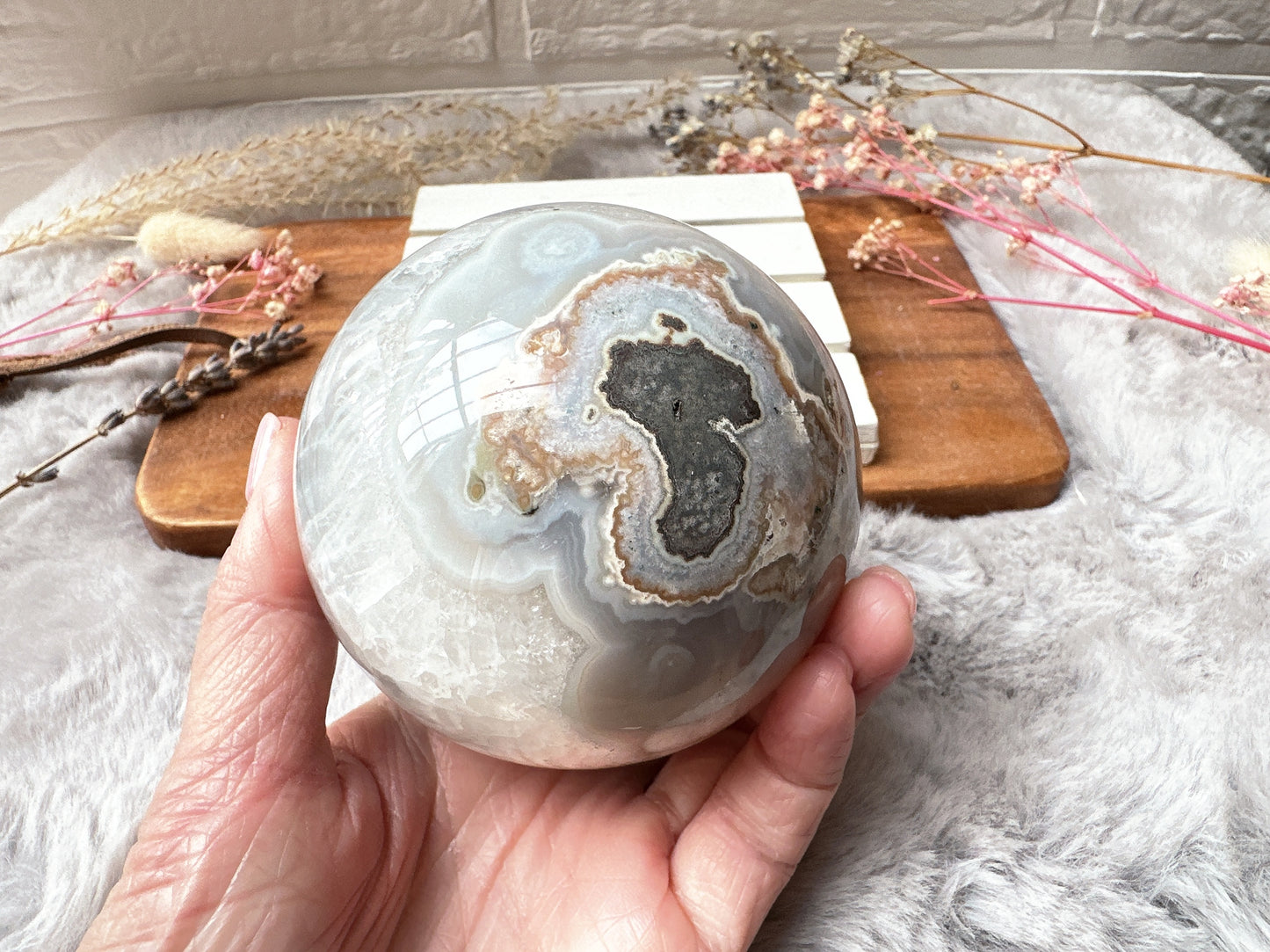 Agate Sphere with Druzy