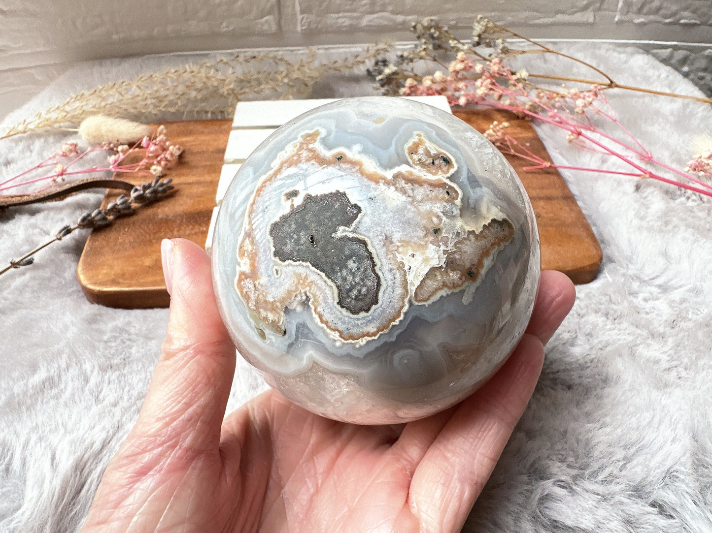 Agate Sphere with Druzy