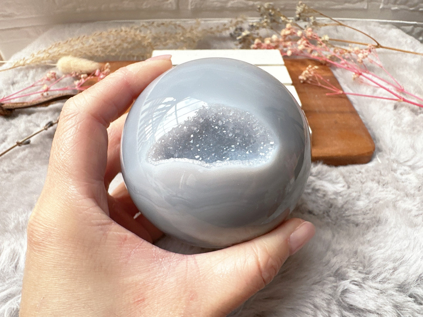 Agate Sphere with Druzy