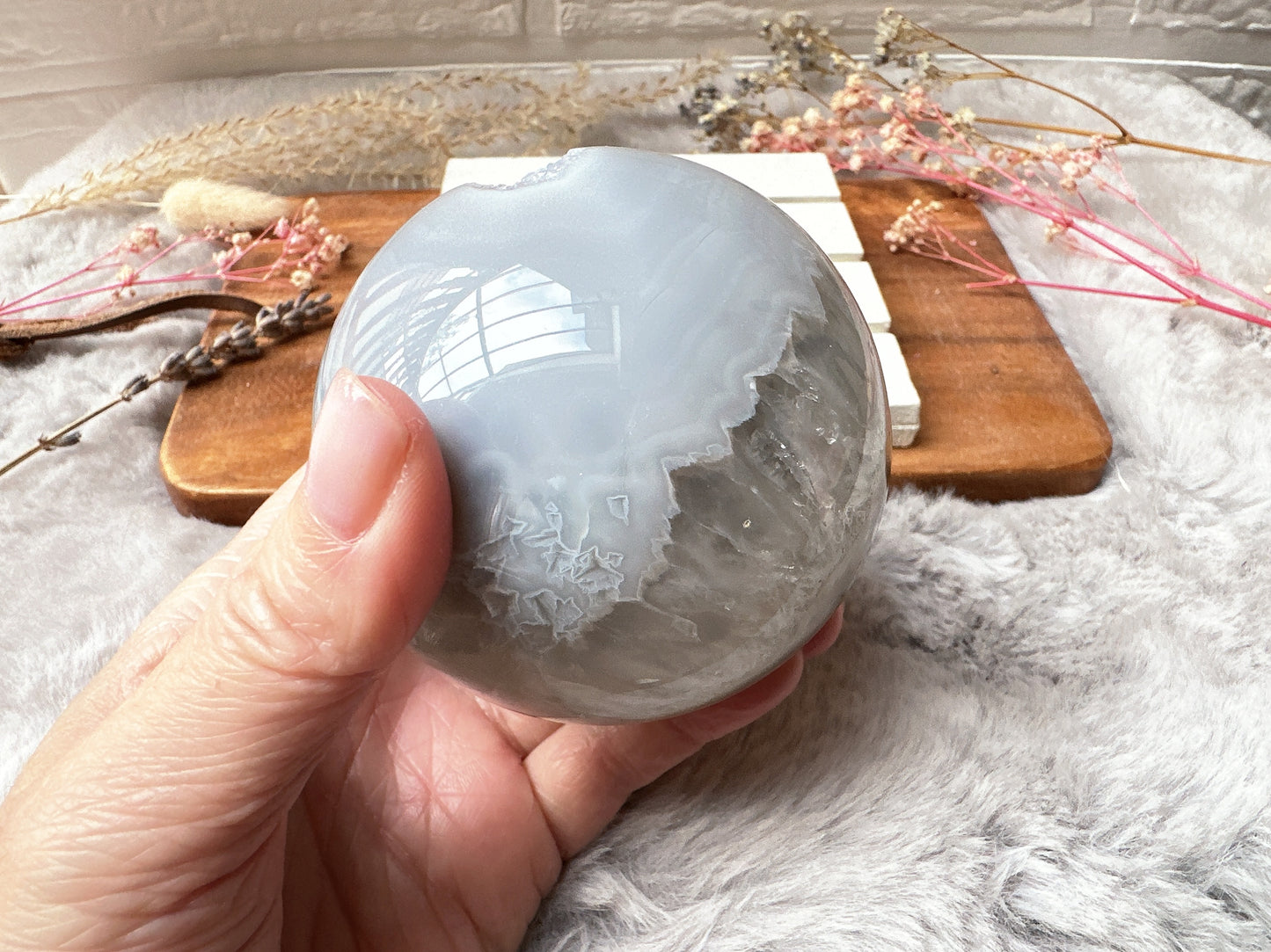 Agate Sphere with Druzy