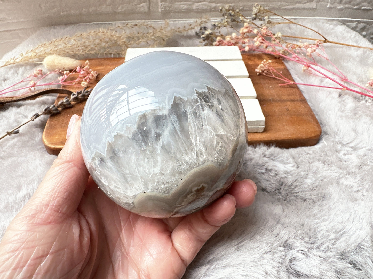 Agate Sphere with Druzy