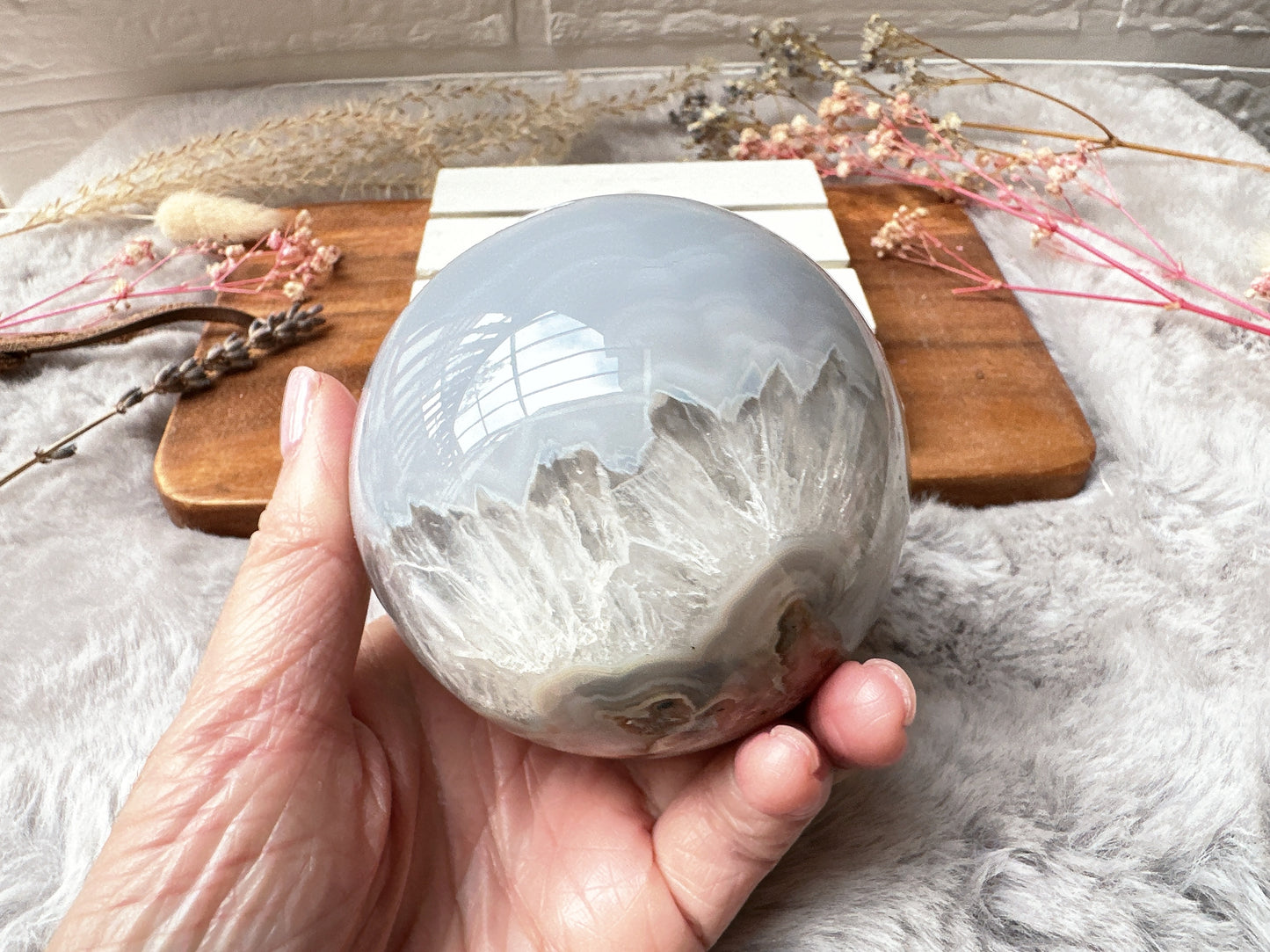 Agate Sphere with Druzy