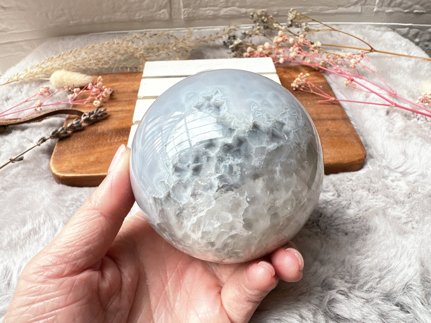 Agate Sphere with Druzy