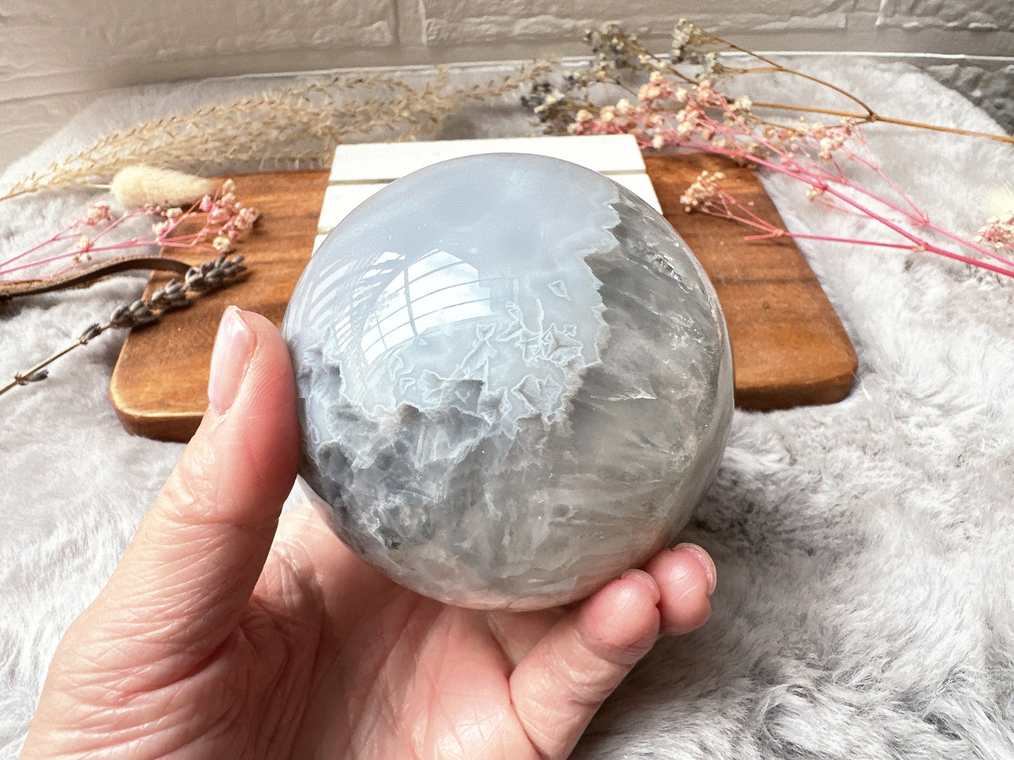 Agate Sphere with Druzy