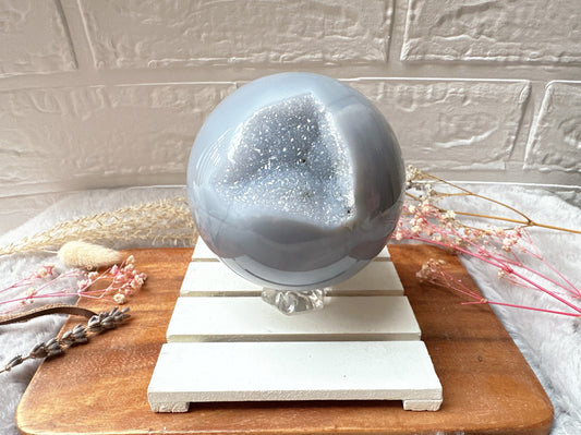 Agate Sphere with Druzy