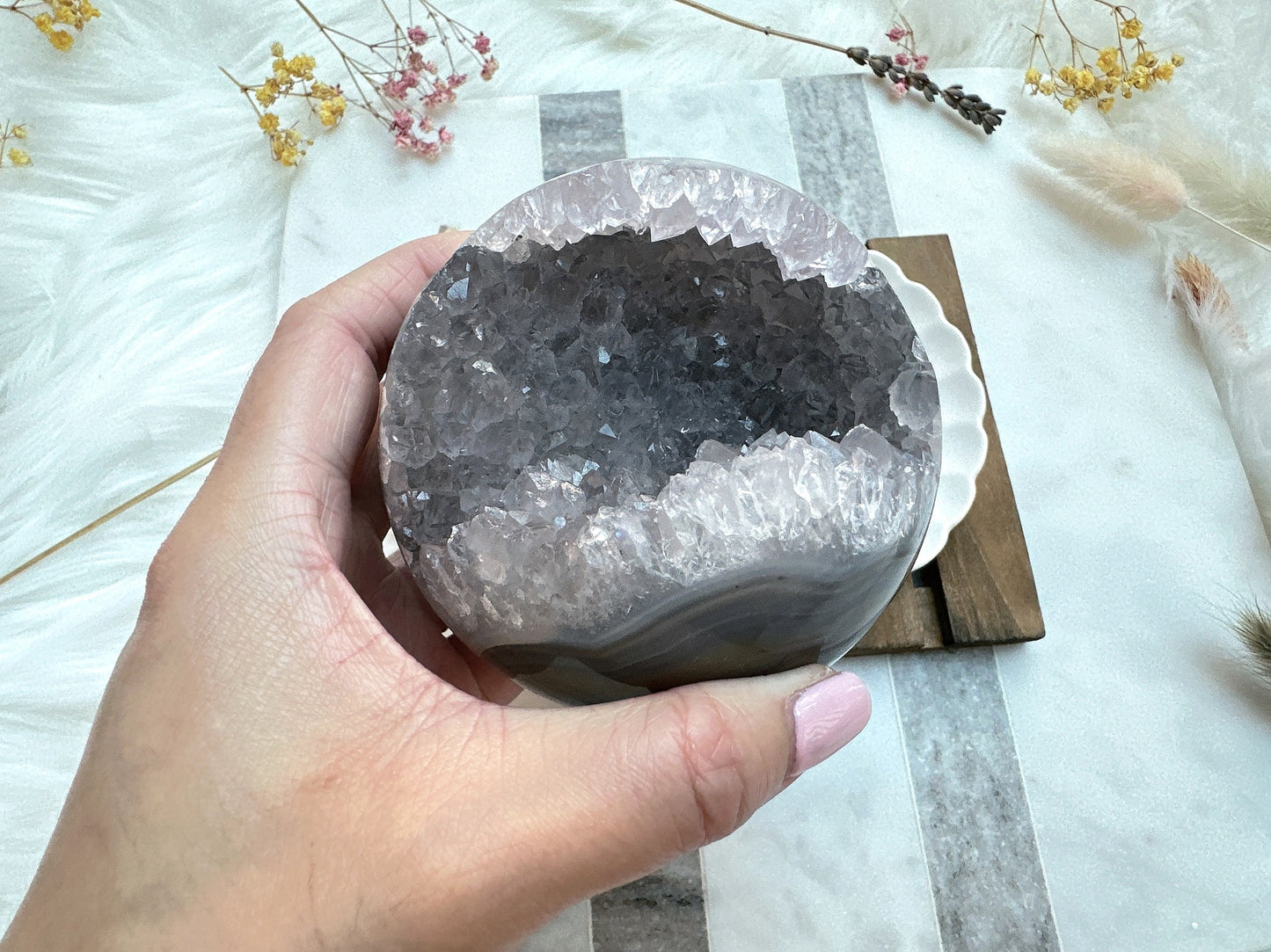 Agate Sphere with Druzy
