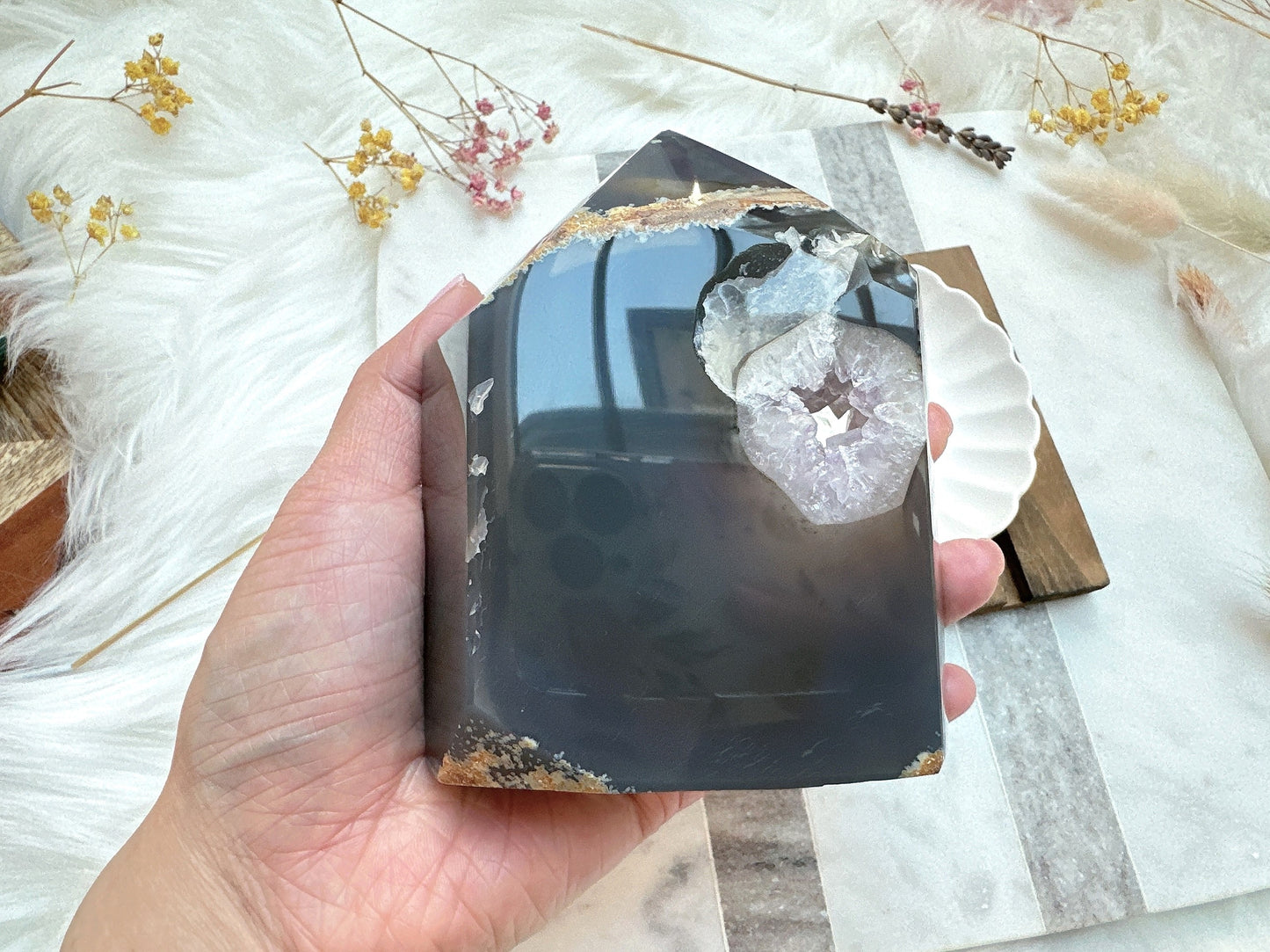 Agate Tower with Druzy