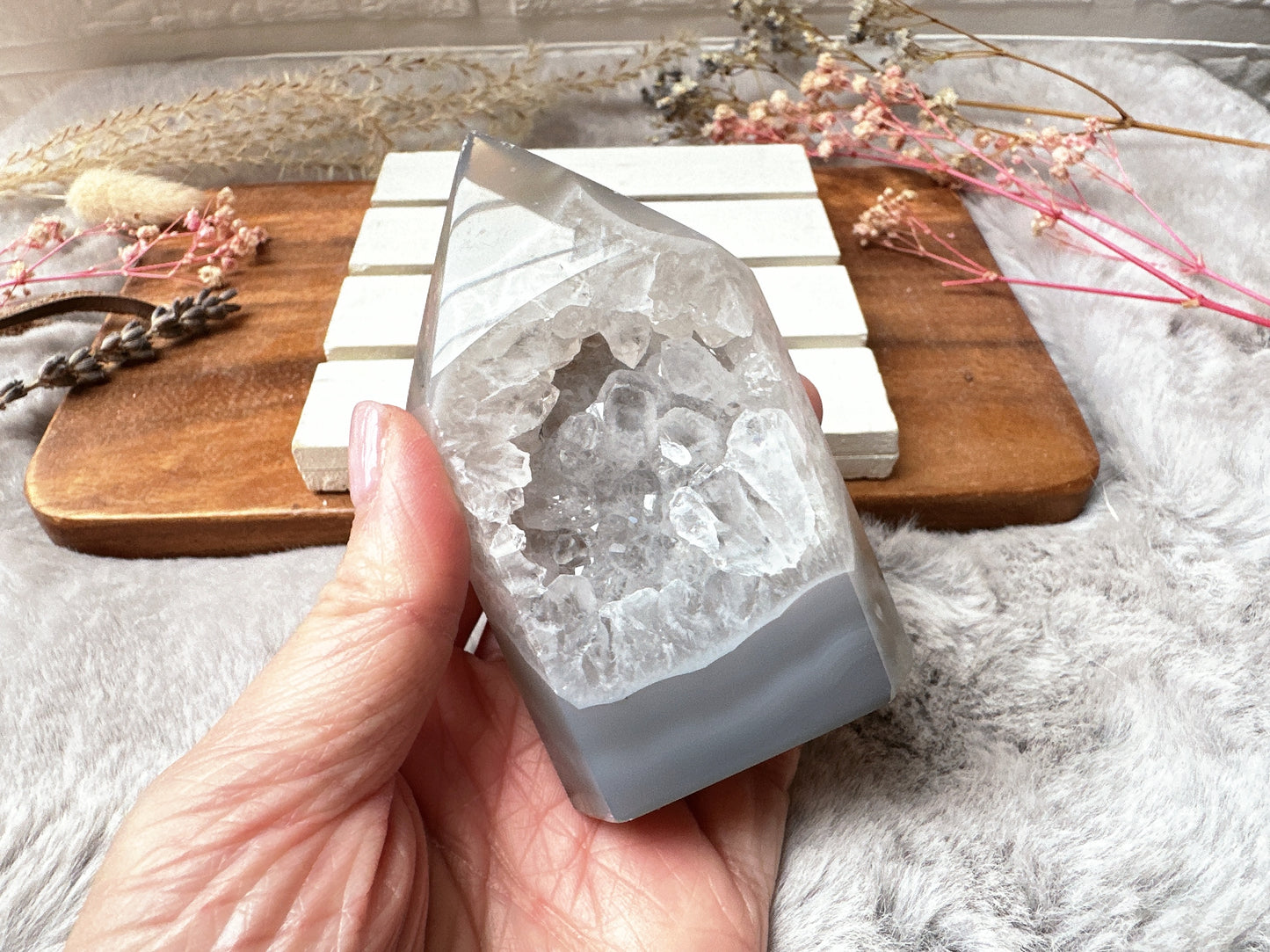 Small Agate Tower with Druzy