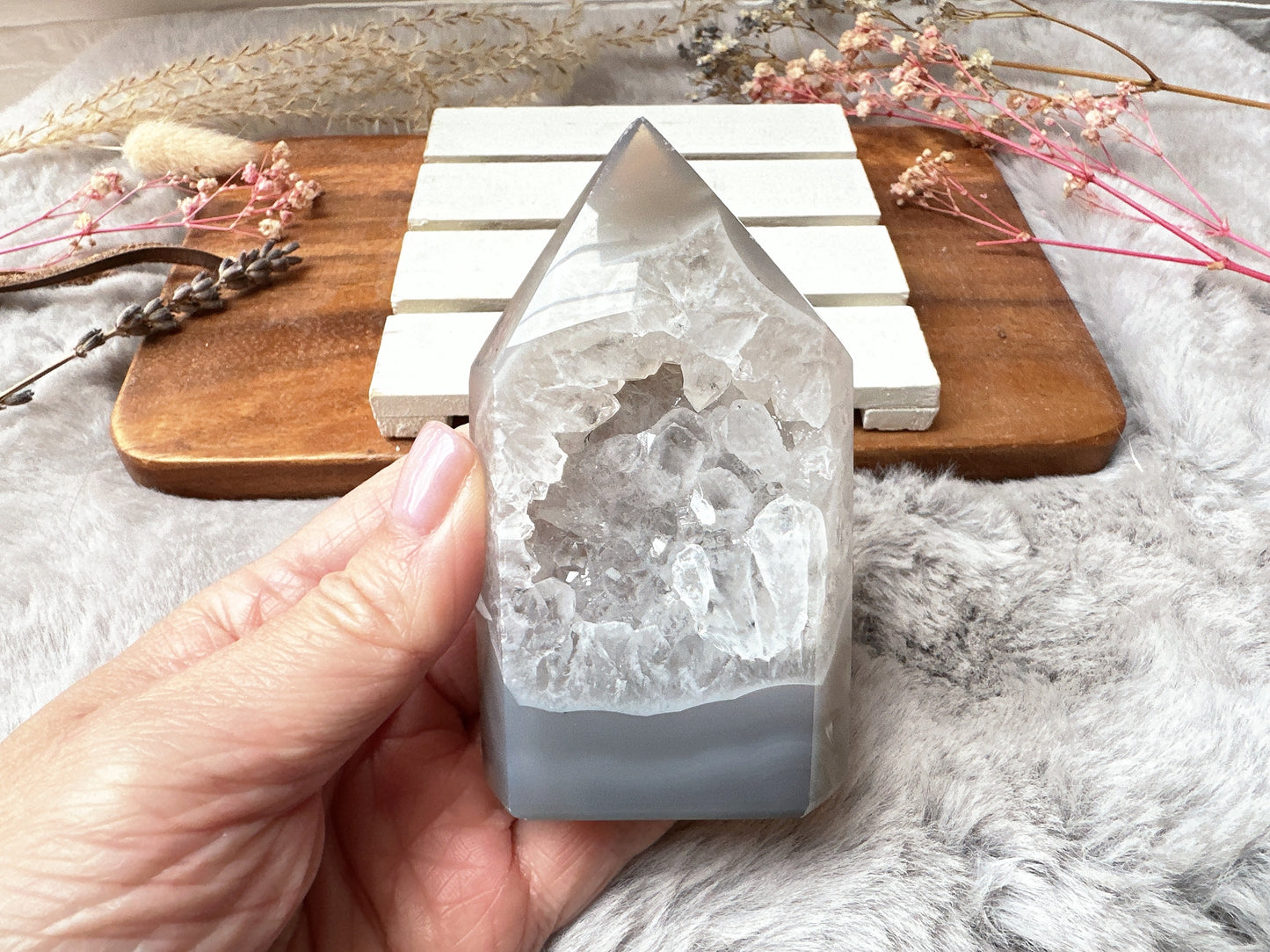Small Agate Tower with Druzy