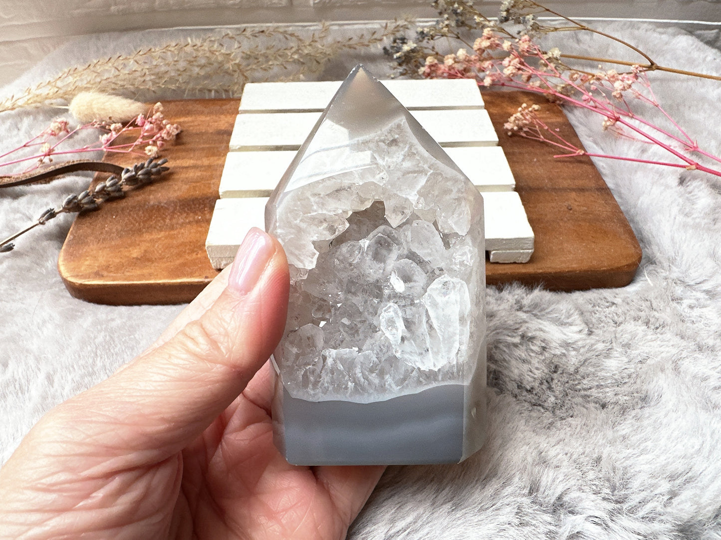 Small Agate Tower with Druzy