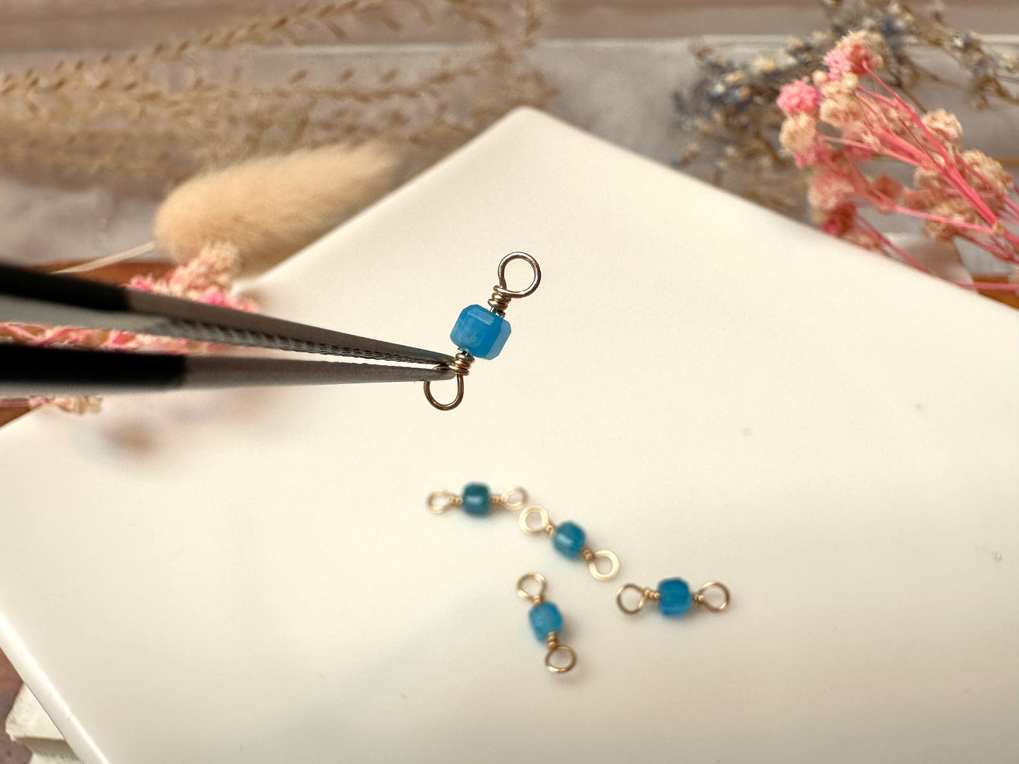 Set of 10 Tiny Gemstones 14k Gold Filled Permanent Jewelry Connectors