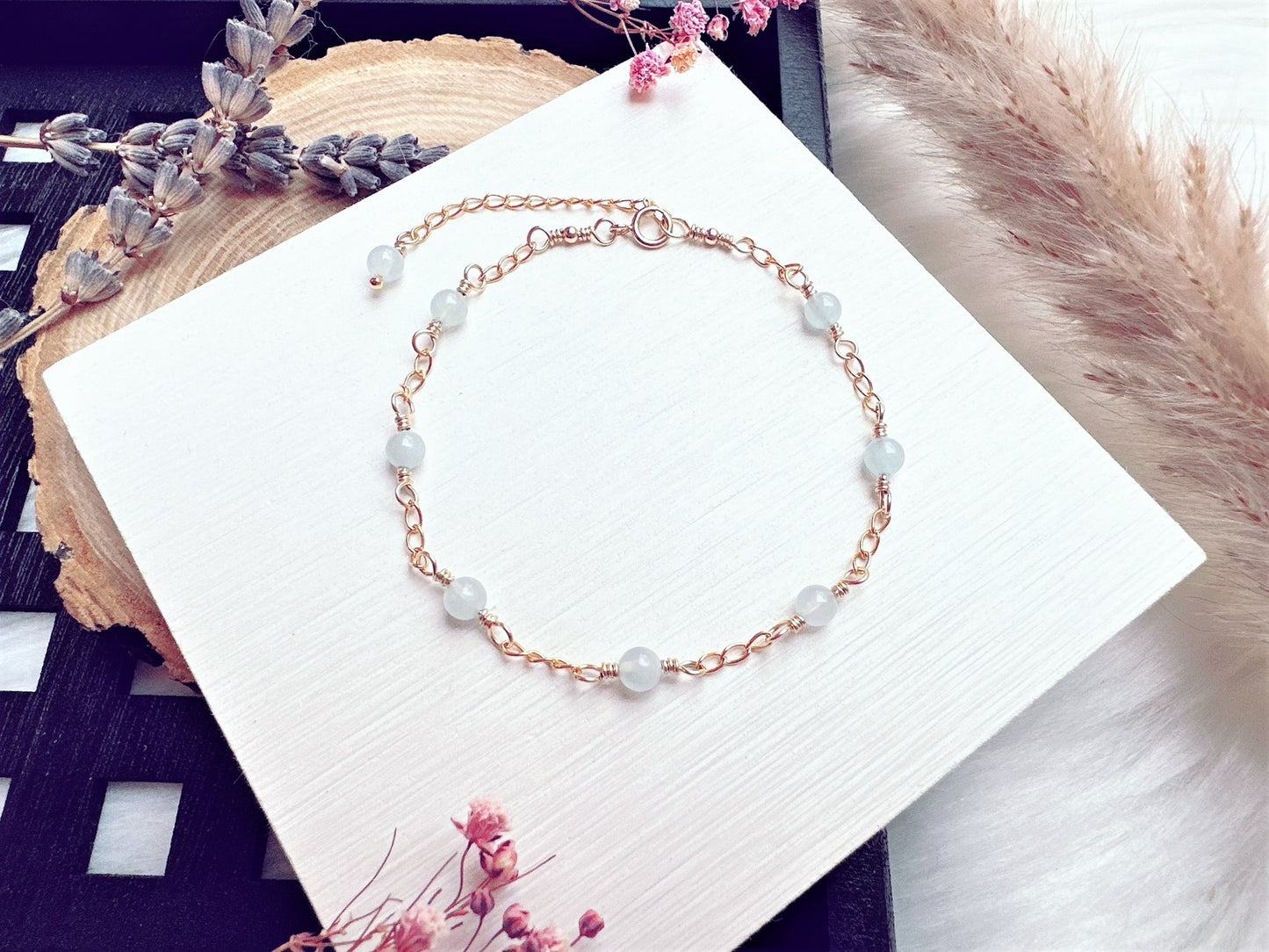 Aquamarine Gold Chain Bracelet
