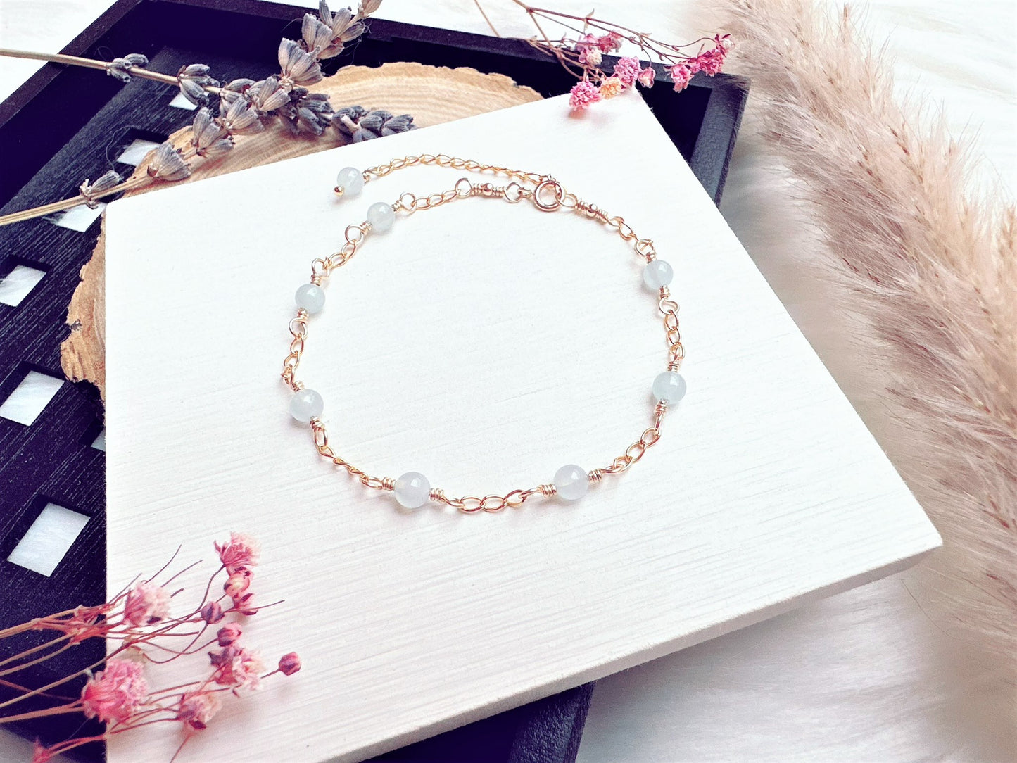 Aquamarine Gold Chain Bracelet