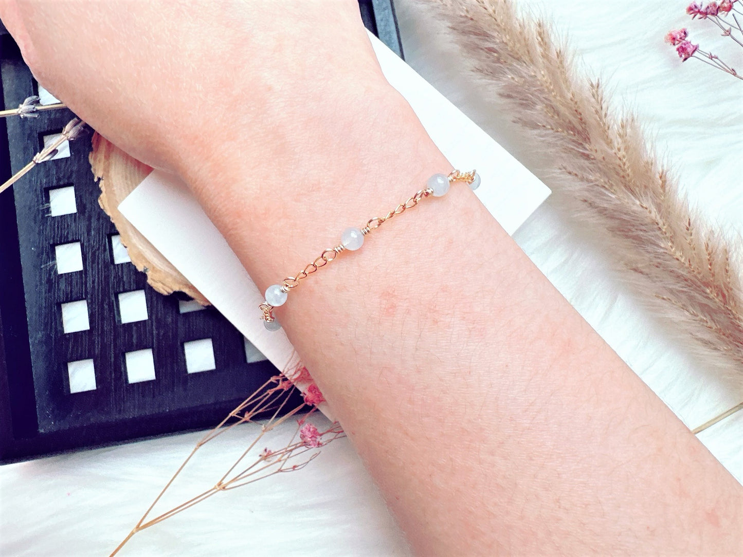 Aquamarine Gold Chain Bracelet