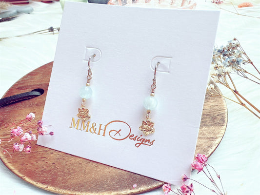 Aquamarine with Flower Charm Drop Earrings