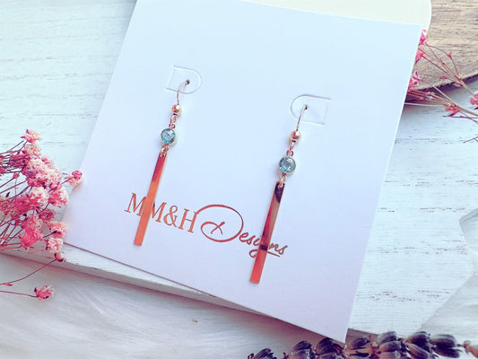 Gold Bar Earrings With Cubic Zirconia
