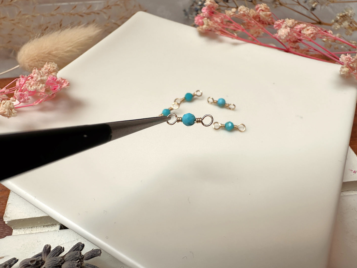 Set of 10 Tiny Gemstones 14k Gold Filled Permanent Jewelry Connectors