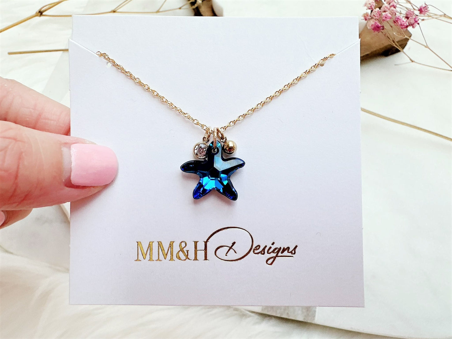 Starfish Crystal Charm Necklace