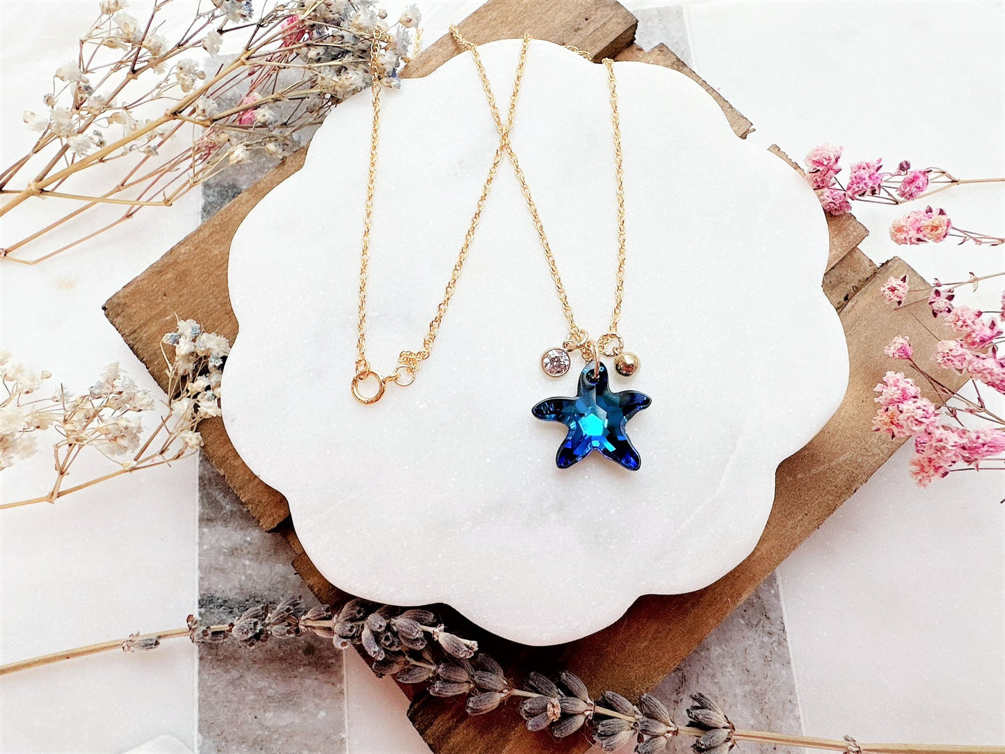 Starfish Crystal Charm Necklace