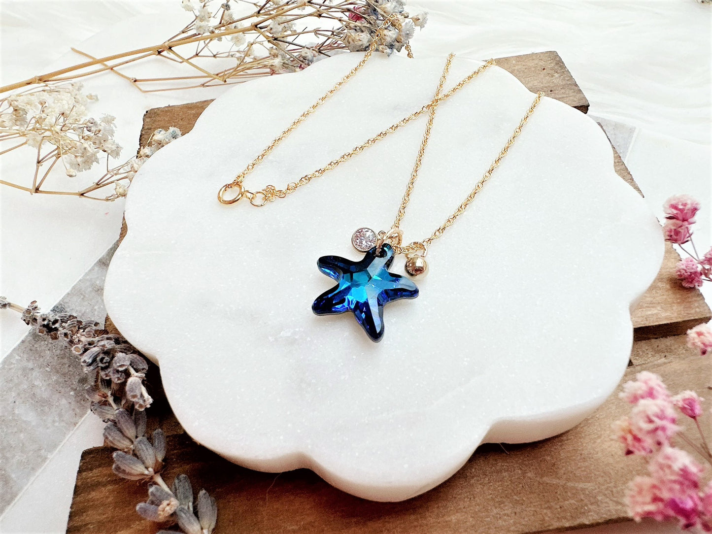Starfish Crystal Charm Necklace