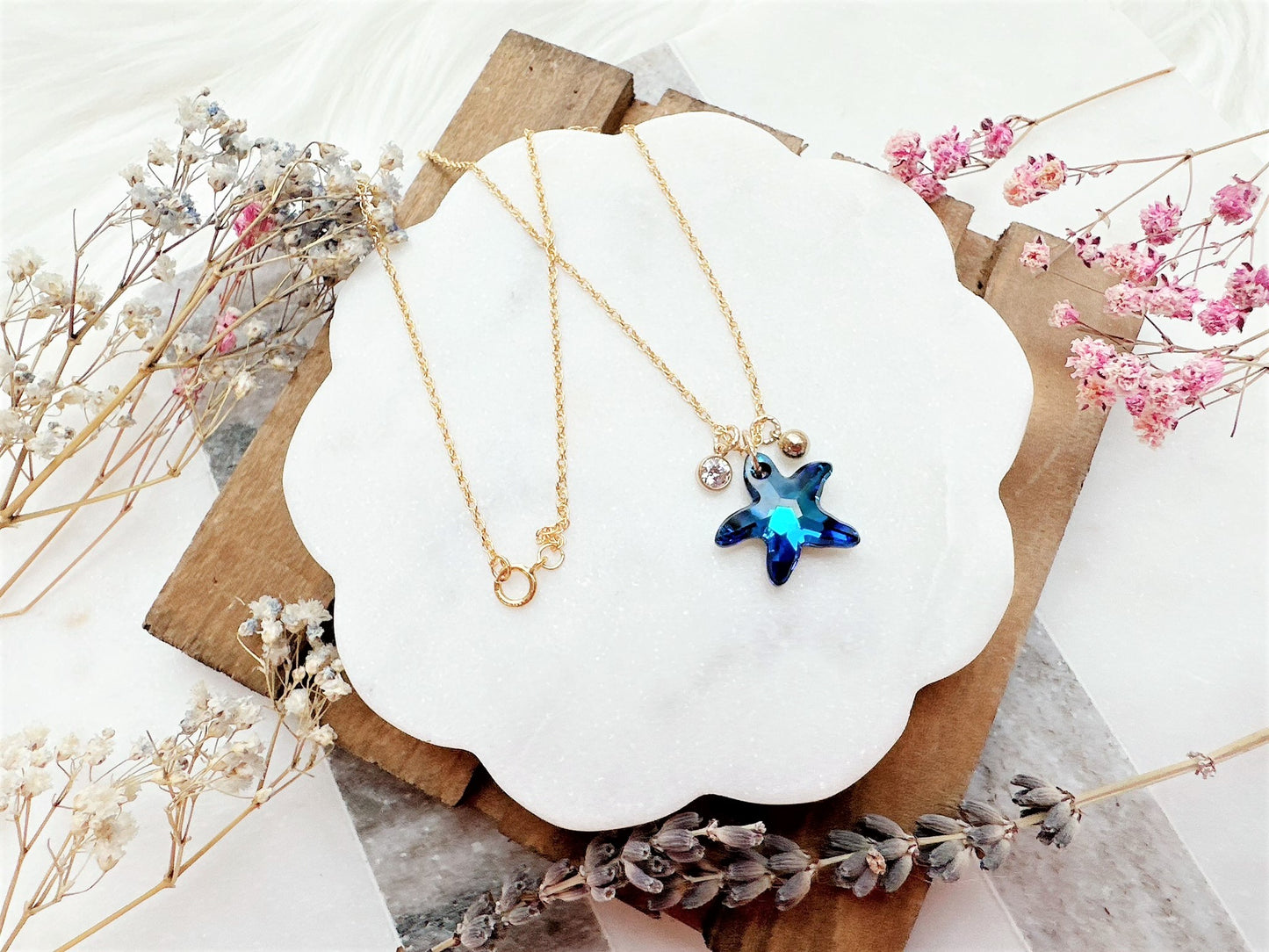 Starfish Crystal Charm Necklace