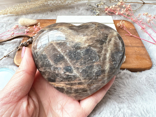 Black Moonstone Heart