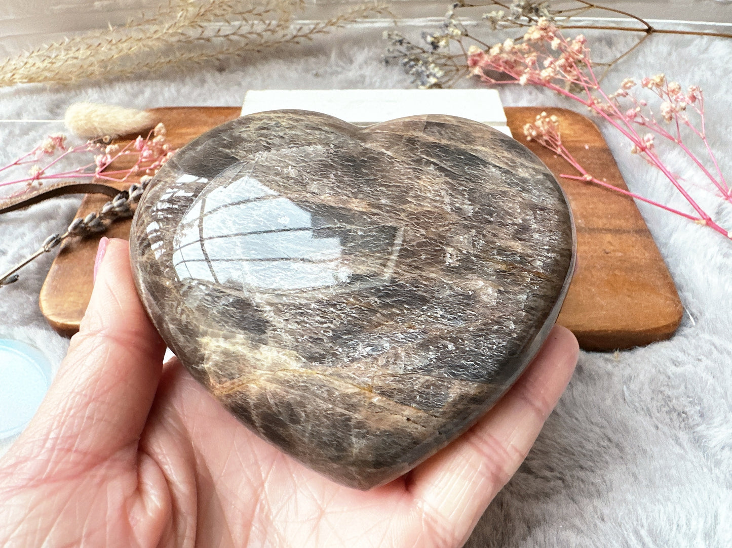 Black Moonstone Heart