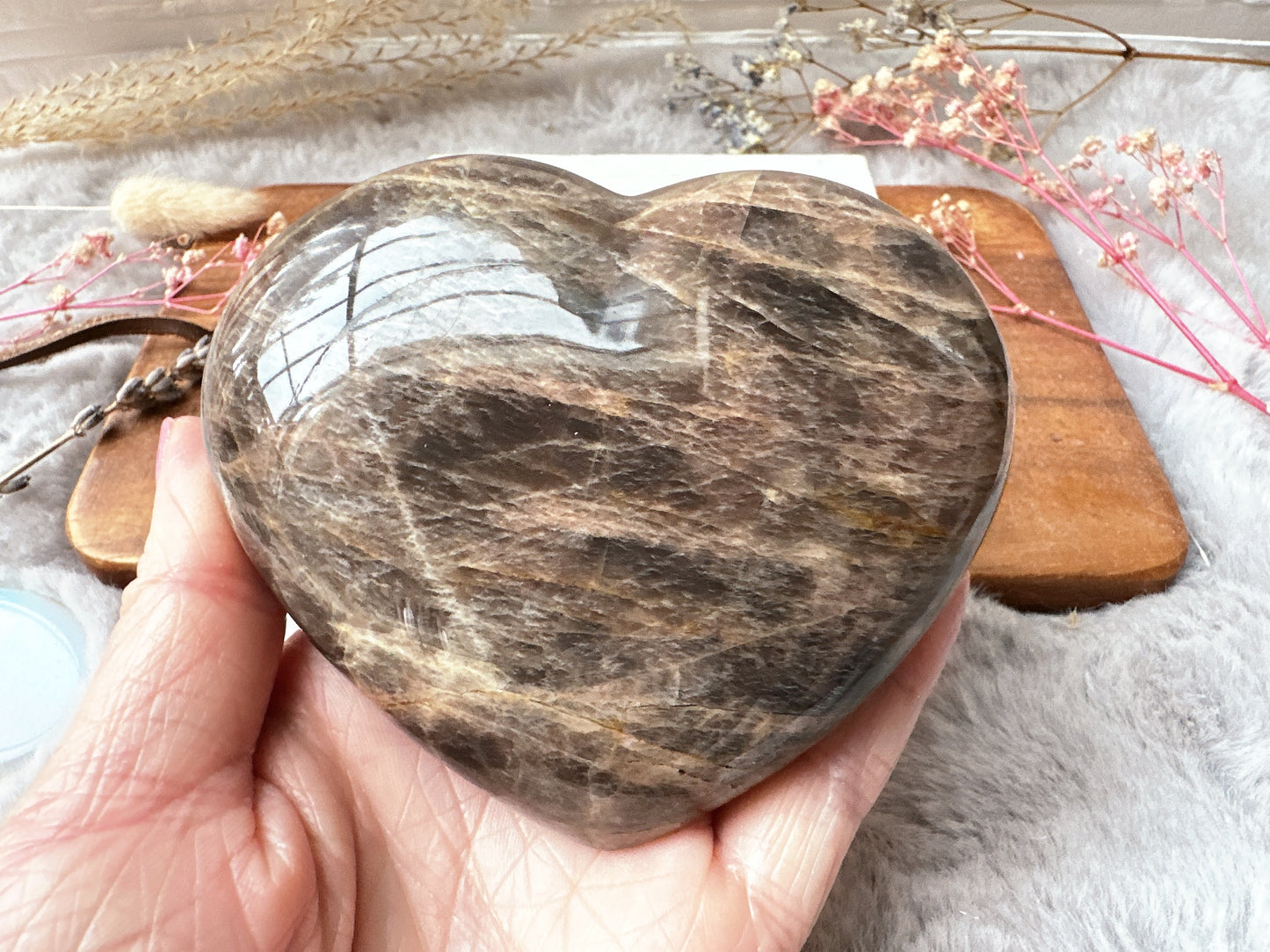 Black Moonstone Heart