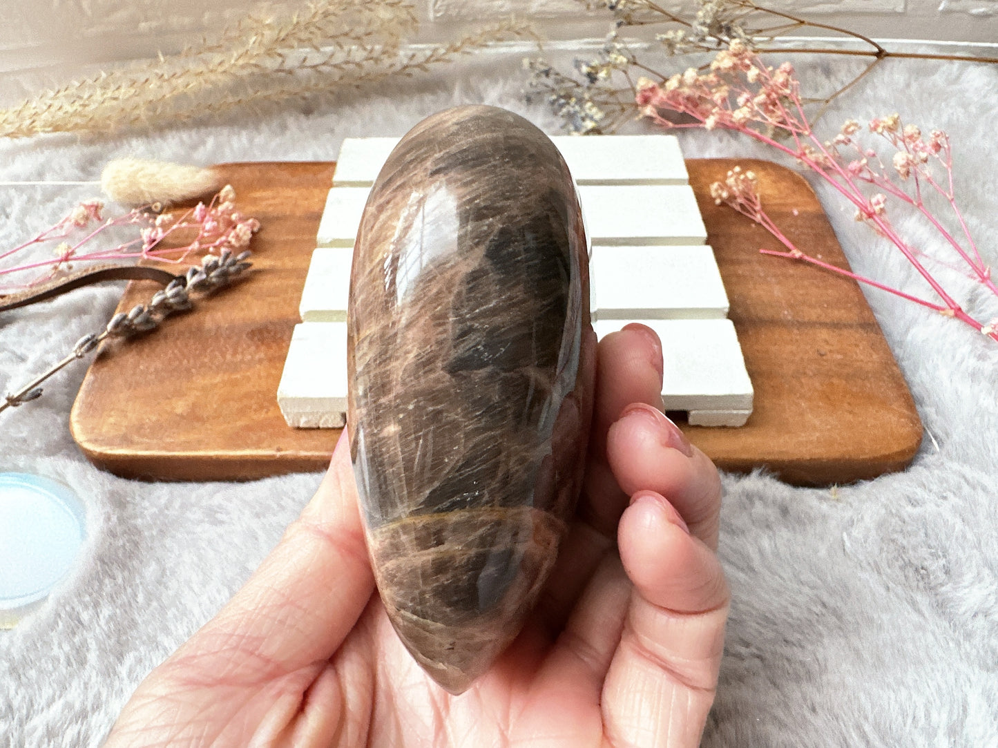 Black Moonstone Heart