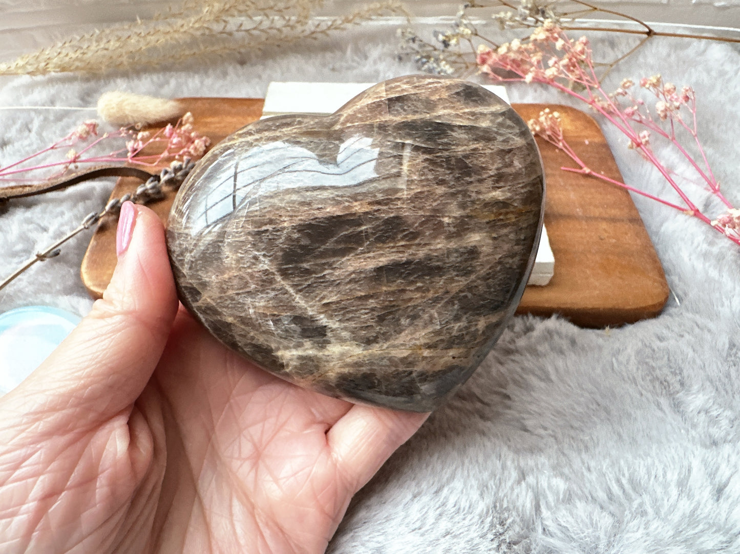 Black Moonstone Heart