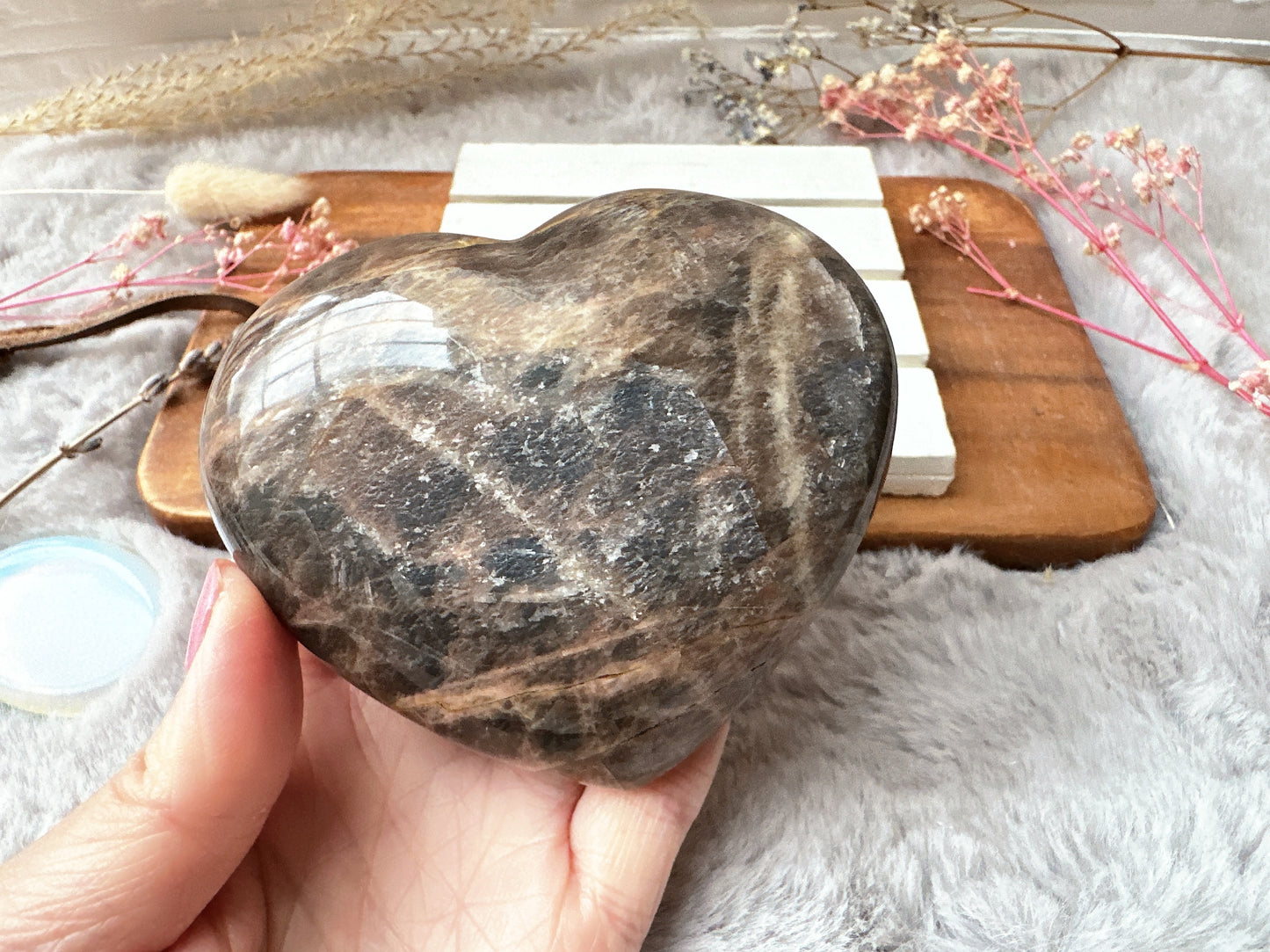 Black Moonstone Heart