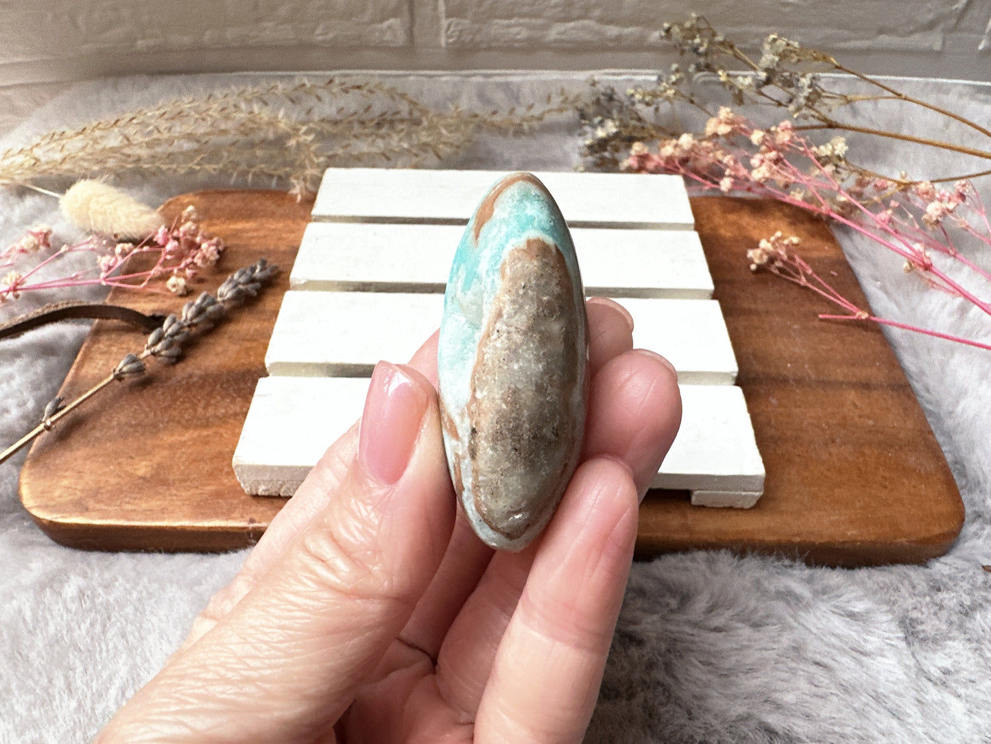 Blue Aragonite Palm Stone