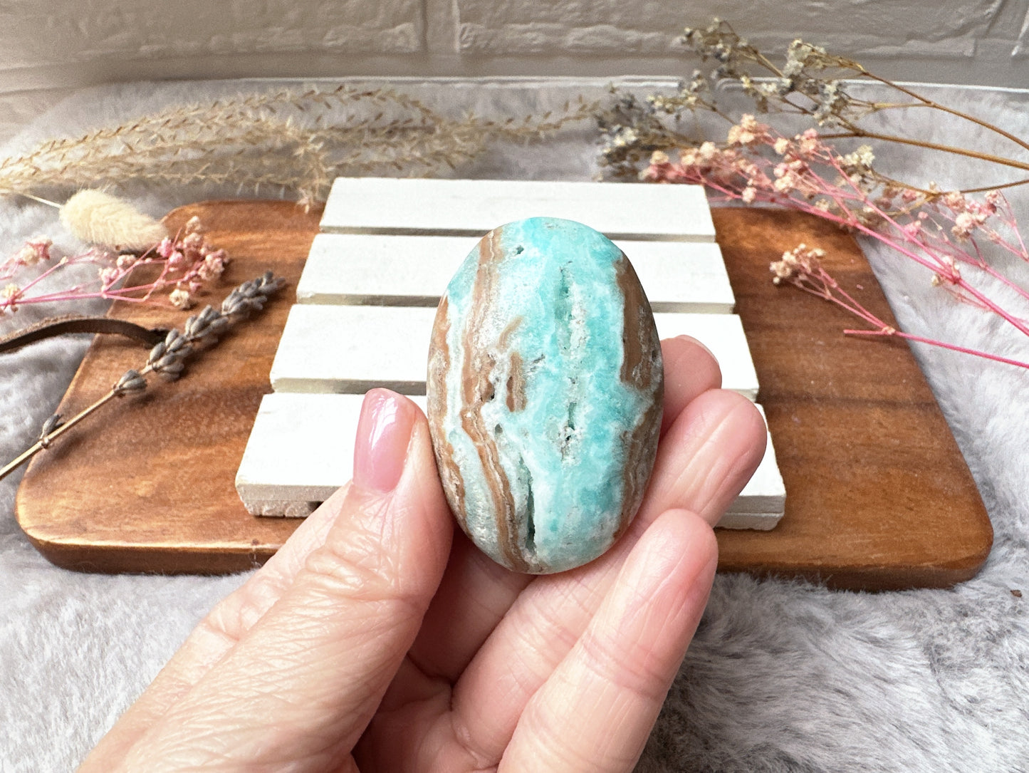 Blue Aragonite Palm Stone
