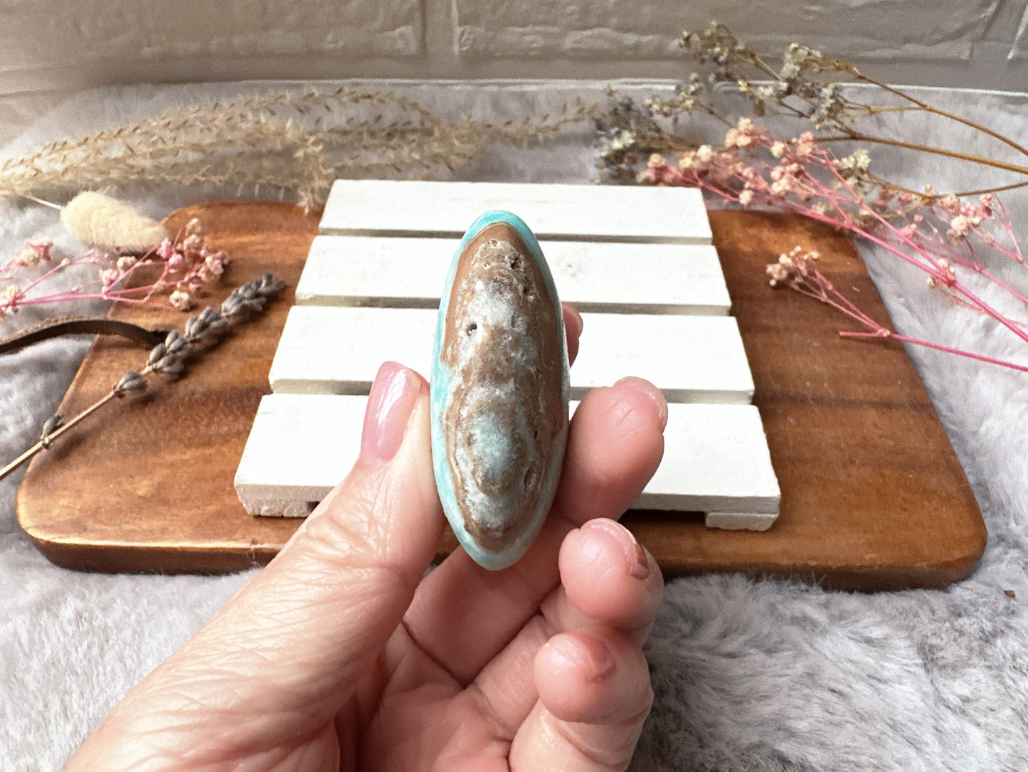 Blue Aragonite Palm Stone