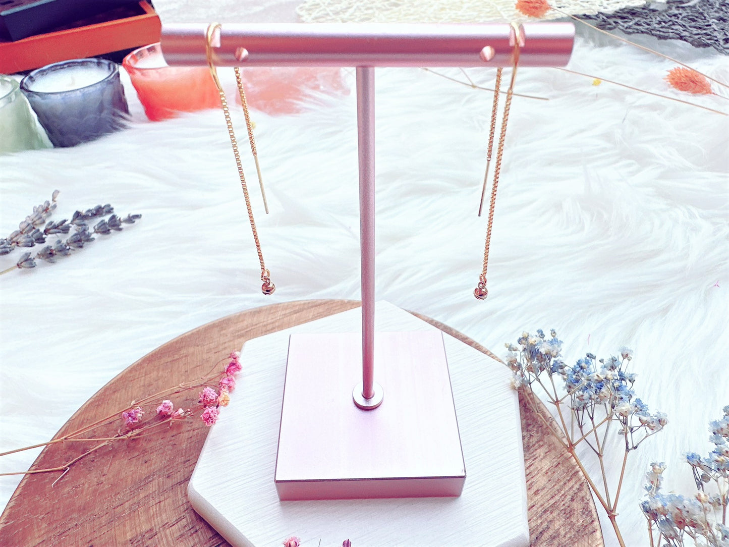 Elegant Threader Earrings with Mini Ball Charm