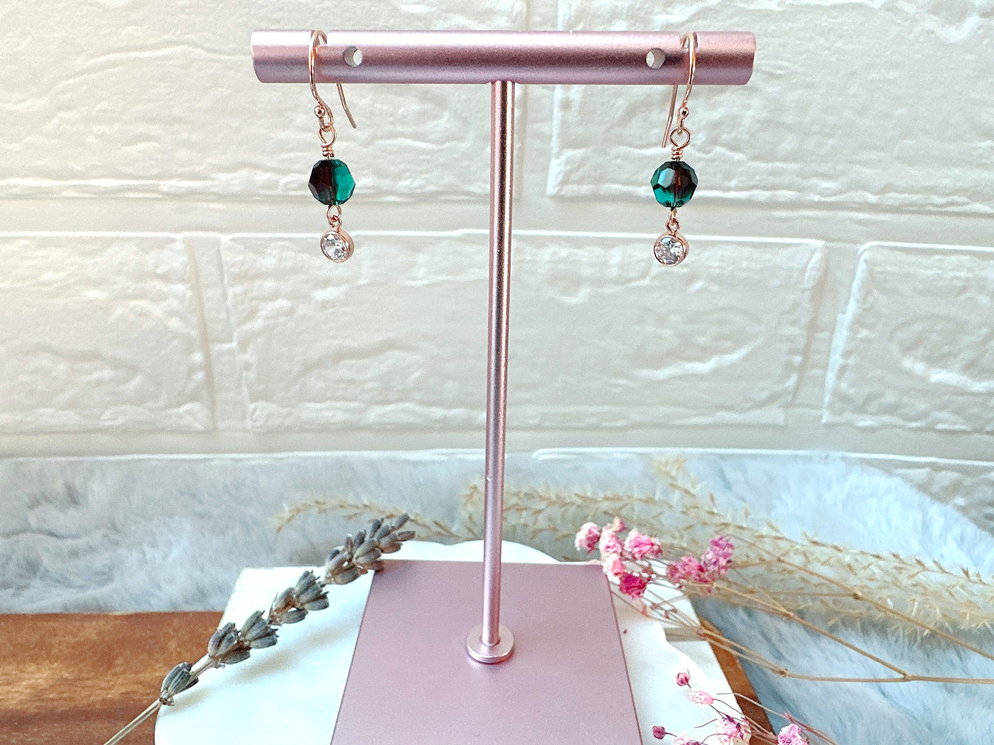 Crystal and Cubic Zirconia Rose Gold Earrings