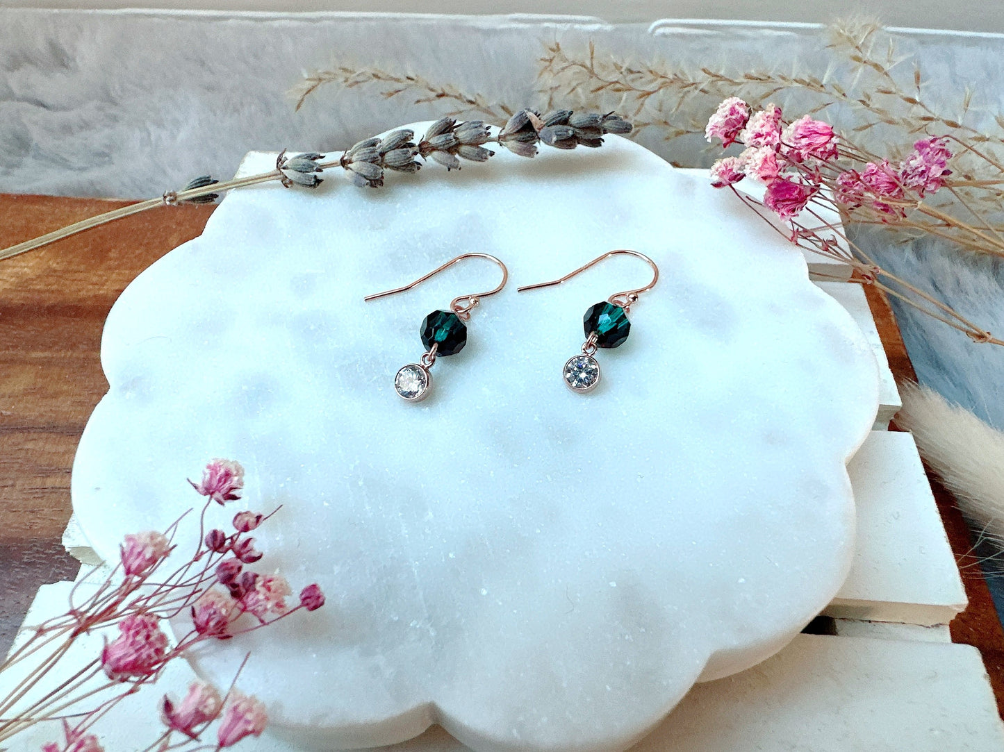 Crystal and Cubic Zirconia Rose Gold Earrings