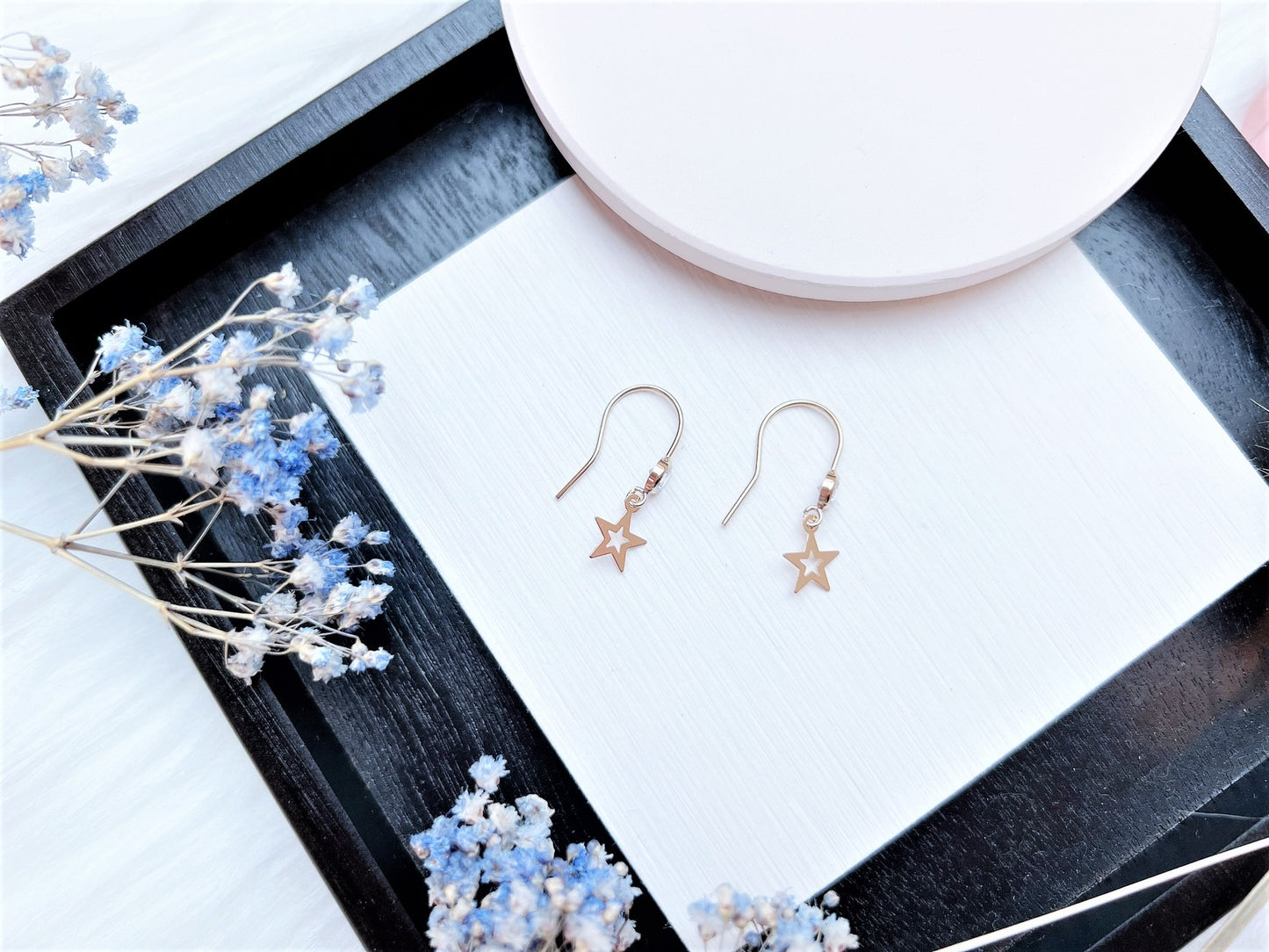 Cubic Zirconia and Star Charm Earrings