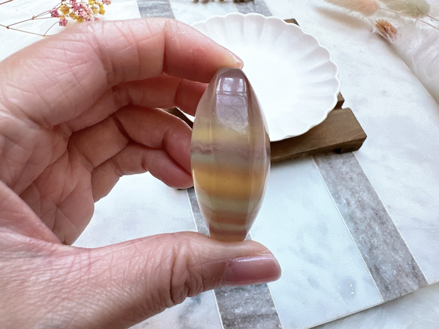 Small Candy Fluorite Palm Stone