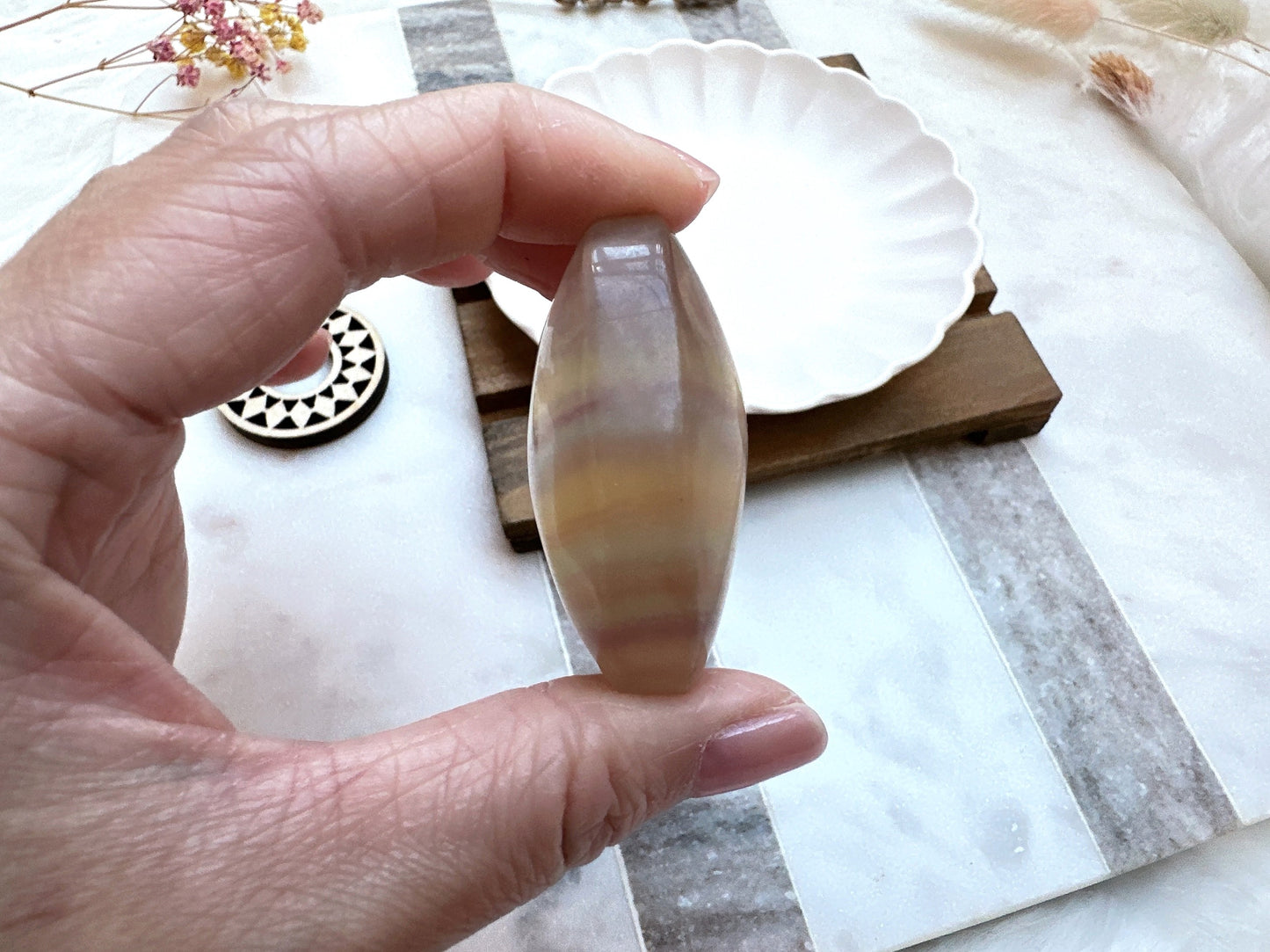 Small Candy Fluorite Palm Stone