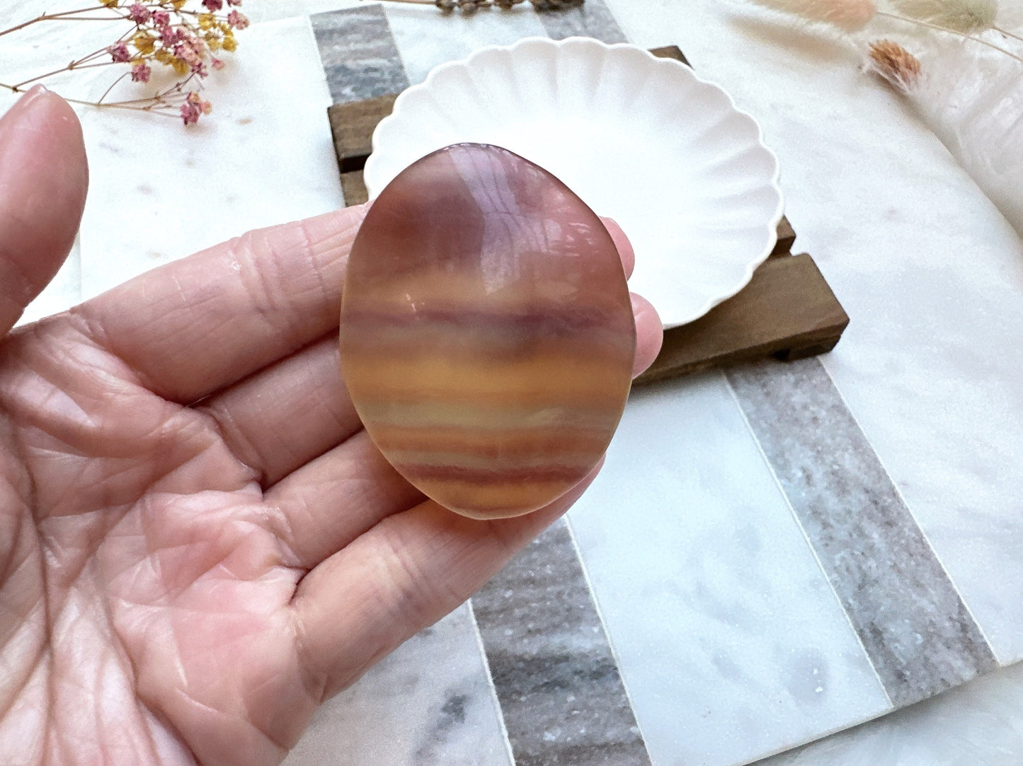 Small Candy Fluorite Palm Stone