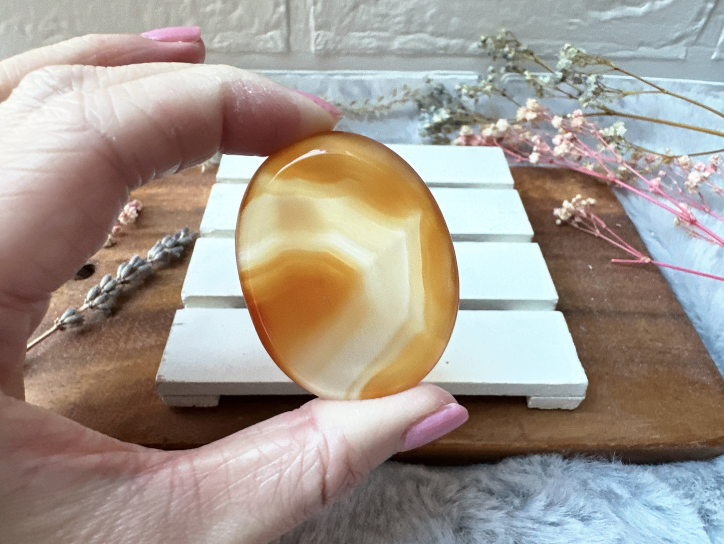 Banded Carnelian Worry Stone