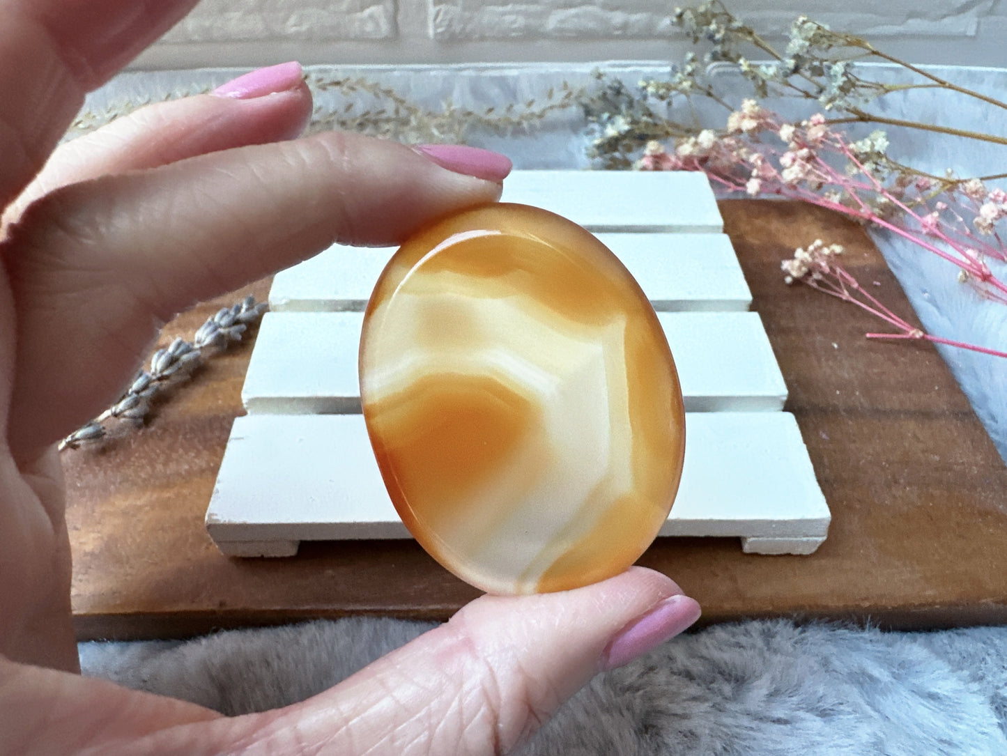 Banded Carnelian Worry Stone
