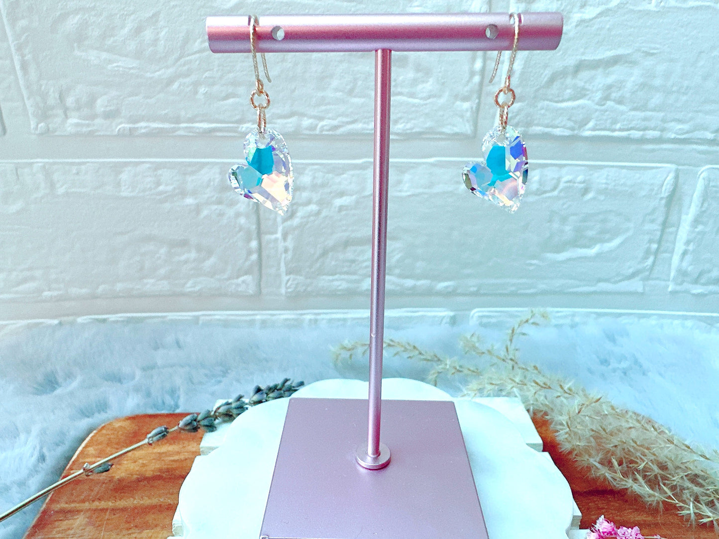 Sparkly Crystal Heart Earrings