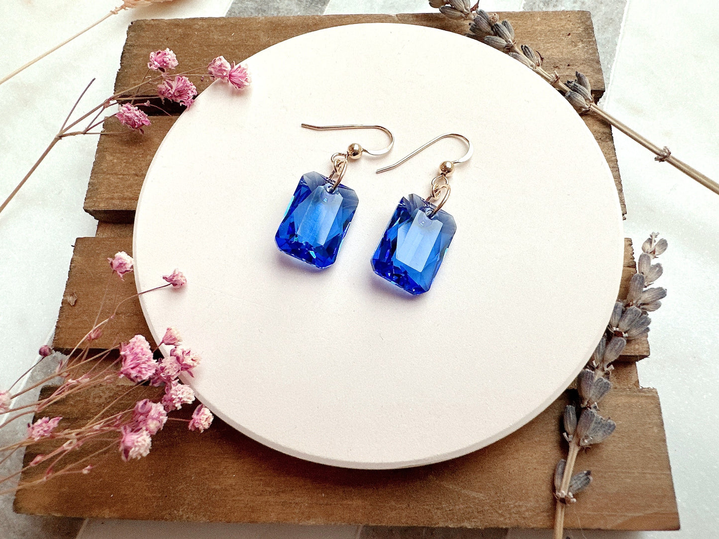 Emerald Cut Crystal Earrings