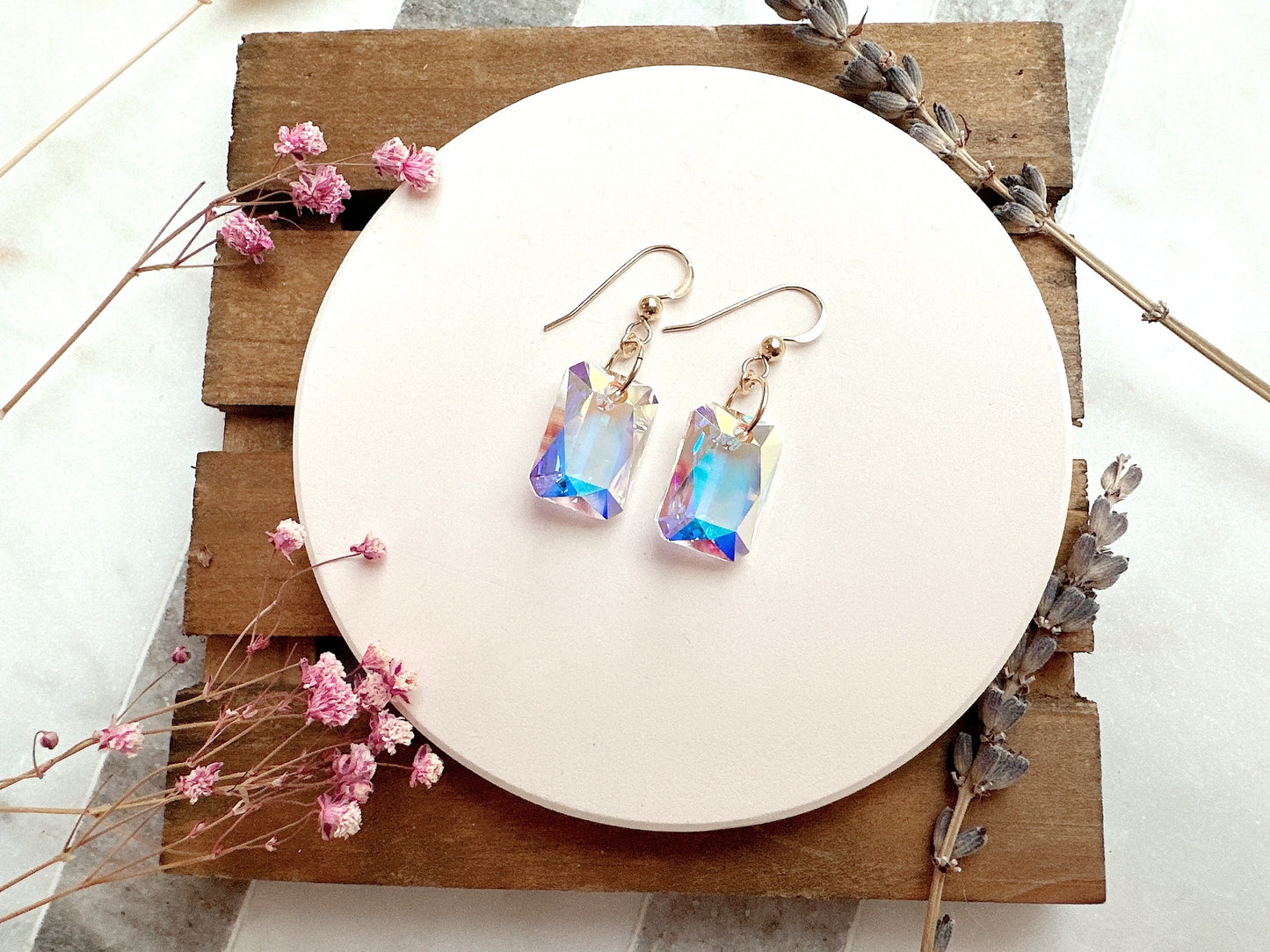 Emerald Cut Crystal Earrings