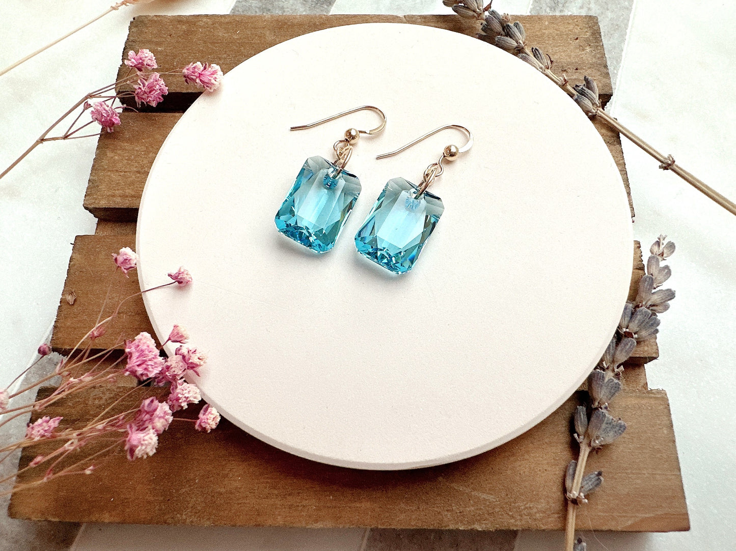 Emerald Cut Crystal Earrings