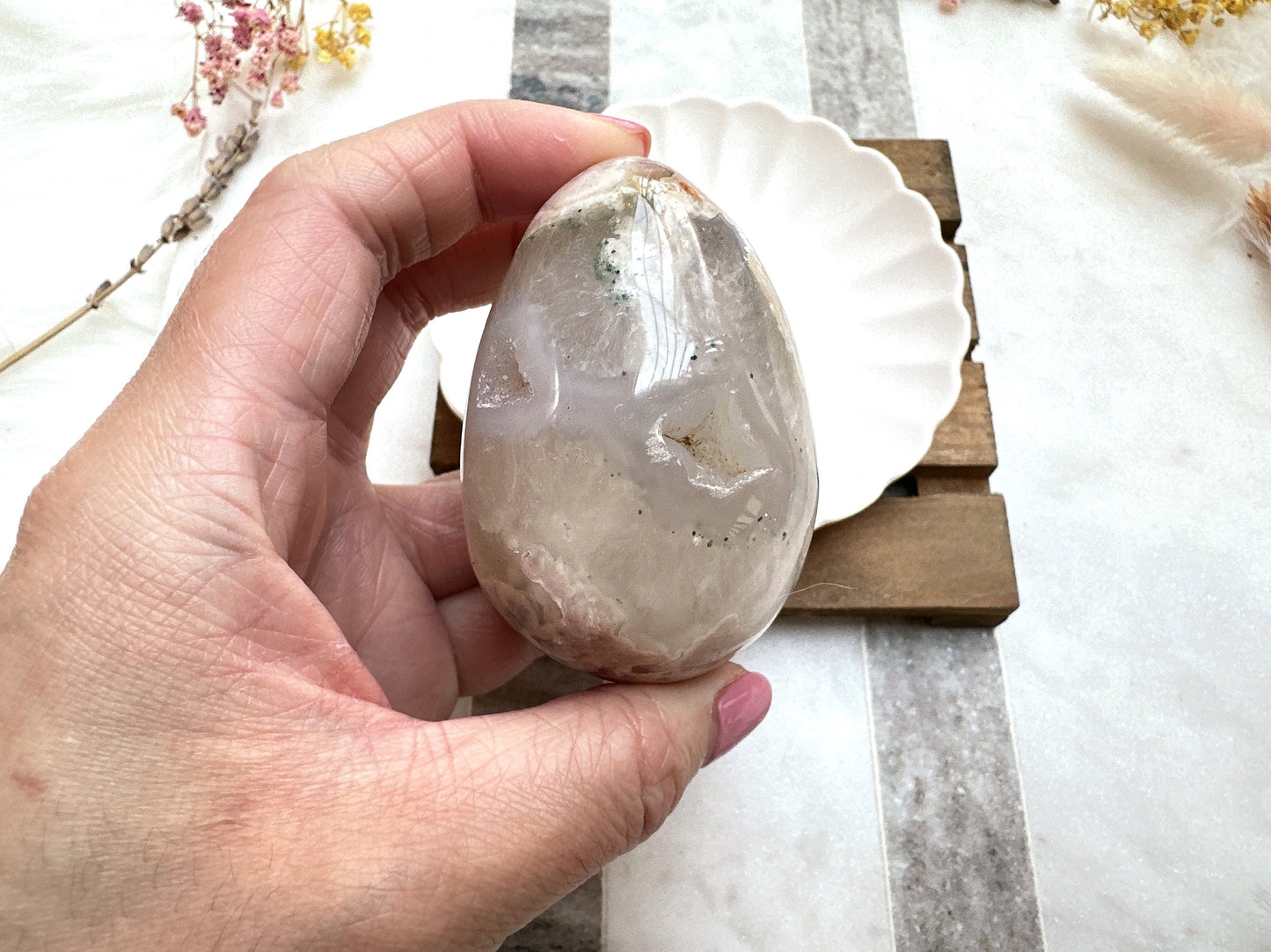 Flower Agate Egg