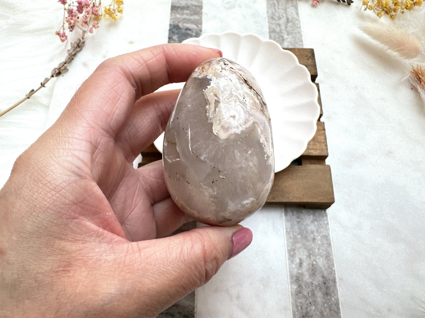 Flower Agate Egg