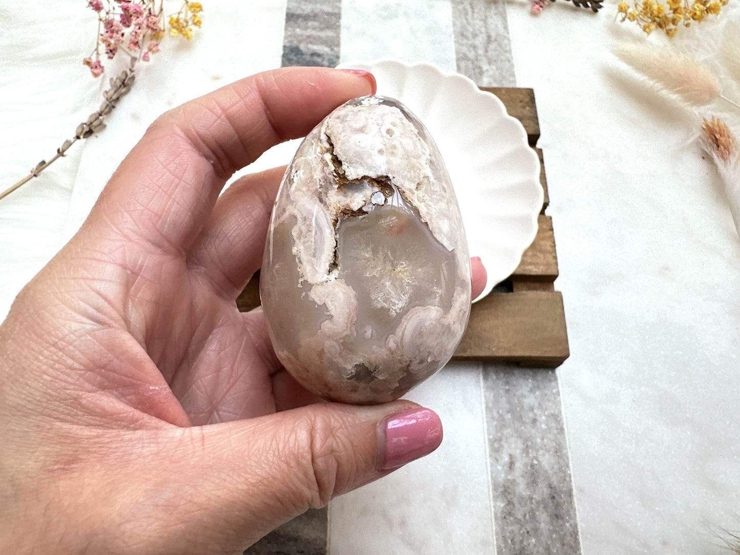 Flower Agate Egg